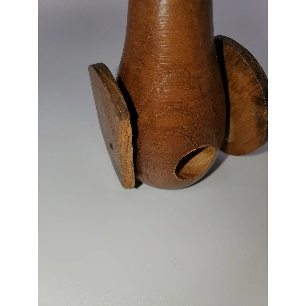 Vintage Mid Century Modern Wood Dachshund Salt and Pepper Shaker Set Brown Gold